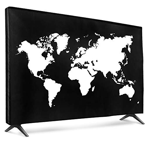 kwmobile 65" TV Hülle - Fernseher Bildschirmschutz Abdeckung - TV Bildschirm Staubschutzhülle - Travel Umriss Weiß Schwarz von kwmobile