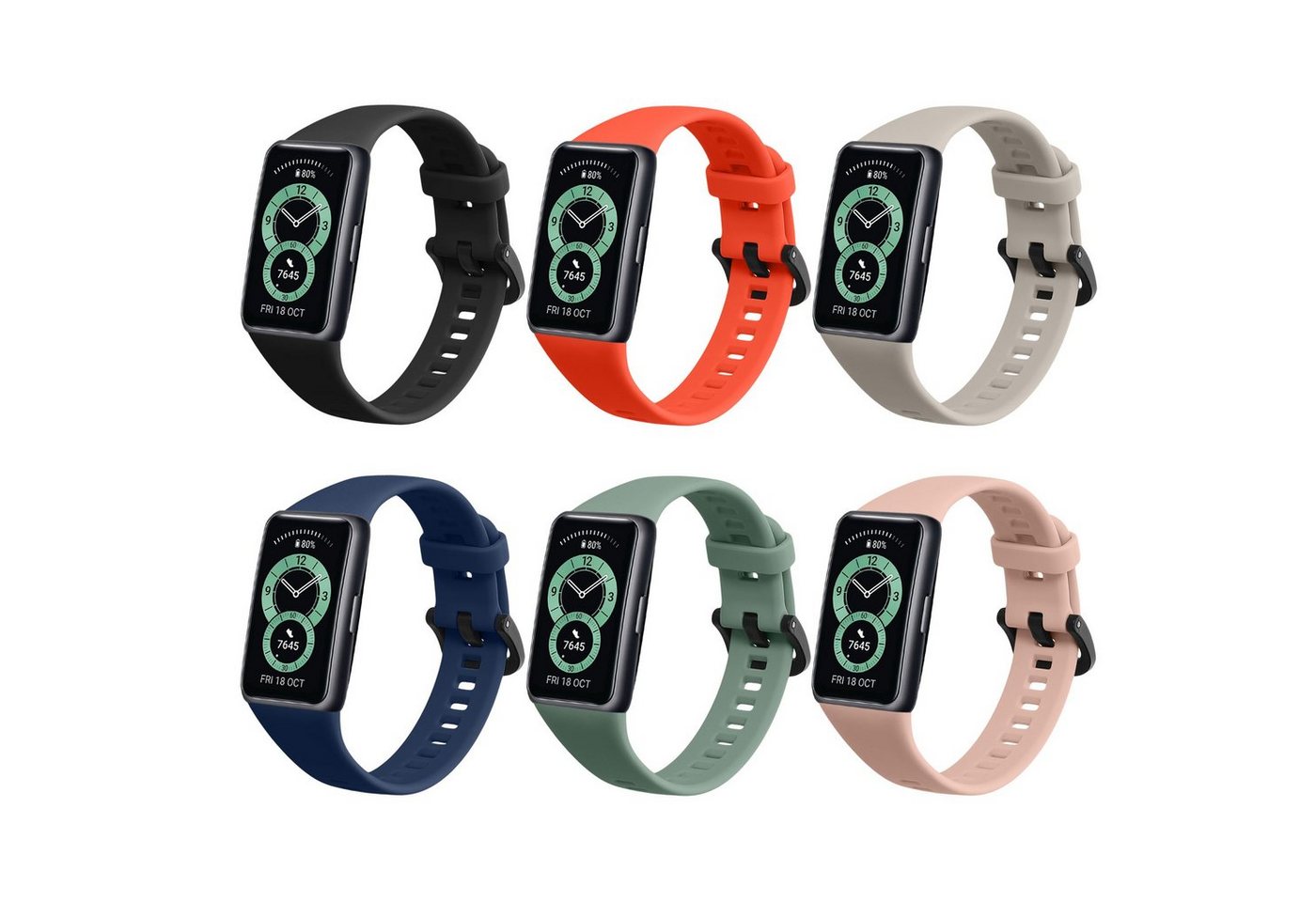 kwmobile 6x Sportarmband für Huawei Band 6 & 6 Pro / Honor Band 7 & 6 Armband Smartwatch, 6-tlg., Armband TPU Silikon Großes Set Fitnesstracker - verschiedene Farben kwmobile 6x Sportarmband für Huawei Band 6 & 6 Pro / Honor Band 7 & 6 Armband Smartwatch, 6-tlg., Armband TPU Silikon Großes Set Fitnesstracker - verschiedene Farben von kwmobile