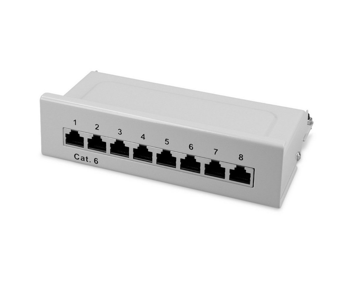 kwmobile 8 Port Patchpanel Cat6 - Verteilerfeld mit Erdungskabel - Wandmontage Netzwerk-Adapter, 16,00 cm von kwmobile