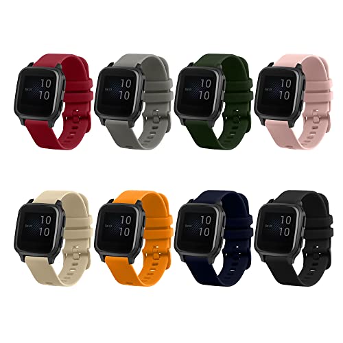 kwmobile 8x Sportarmband kompatibel mit Garmin Venu Sq Music/Sq Armband - Großes Set Smartwatch Armband in verschiedenen Farben von kwmobile