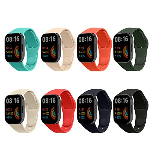 kwmobile 8x Sportarmband kompatibel mit Xiaomi Redmi Mi Watch Lite 3 / Redmi Watch 3 Armband - Großes Set Smartwatch Armband in verschiedenen Farben von kwmobile