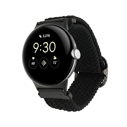 kwmobile Armband kompatibel mit Google Pixel Watch 3 41mm / Pixel Watch 2 / Pixel Watch 1 - Nylon Fitnesstracker Sportarmband Band in Schwarz - Innenmaße von 14-22 cm von kwmobile