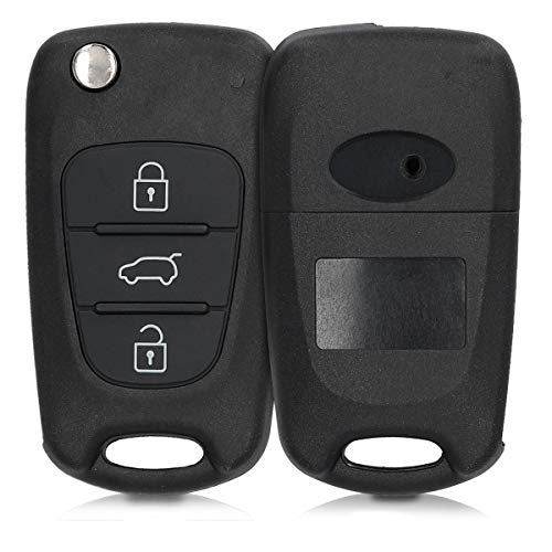 kwmobile Autoschlüssel Gehäuse kompatibel mit Hyundai 3-Tasten Klapp Autoschlüssel - ohne Transponder Batterien Elektronik - Auto Schlüsselgehäuse - Schwarz von kwmobile
