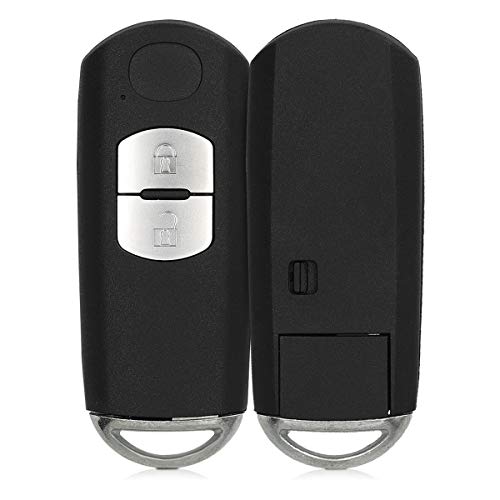 kwmobile Autoschlüssel Gehäuse kompatibel mit Mazda 2-Tasten Keyless Go Autoschlüssel - ohne Transponder Batterien Elektronik - Auto Schlüsselgehäuse - Schwarz von kwmobile
