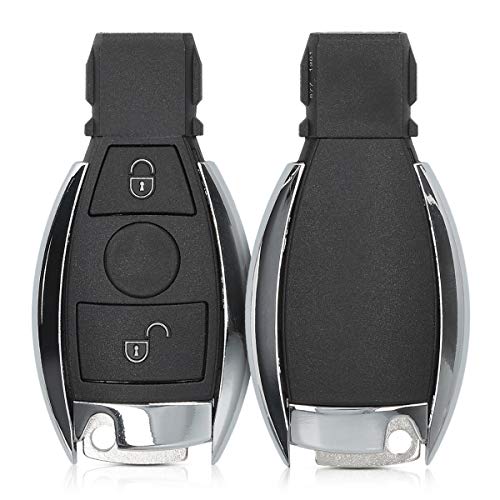 kwmobile Autoschlüssel Gehäuse kompatibel mit Mercedes Benz 2-Tasten Autoschlüssel (nur Keyless Go) - ohne Transponder Batterien Elektronik - Auto Schlüsselgehäuse - Schwarz von kwmobile