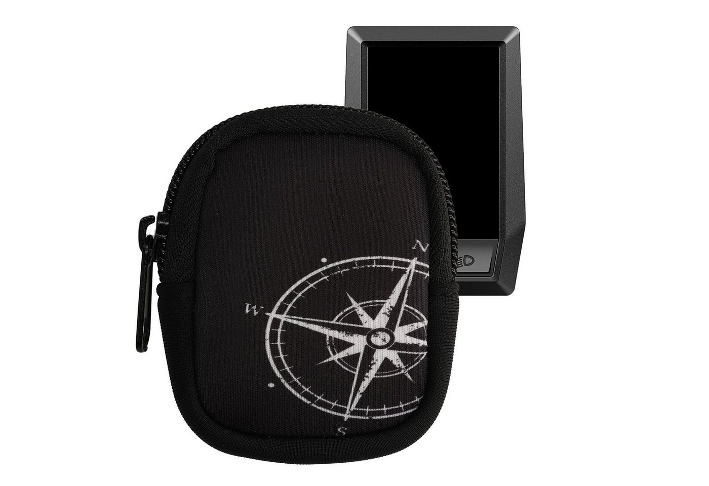 kwmobile Smartphone-Hülle Tasche für Bosch Kiox / Kiox 300, Bike GPS Hülle Kompass Vintage Design Weiß Schwarz von kwmobile