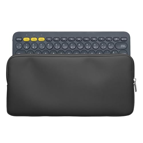 kwmobile Bluetooth Tastatur Cover kompatibel mit Logitech K380 Hülle - Nylon Schutzhülle für Keyboard - Nylon Tasche mit Zipper - Dunkelgrau von kwmobile