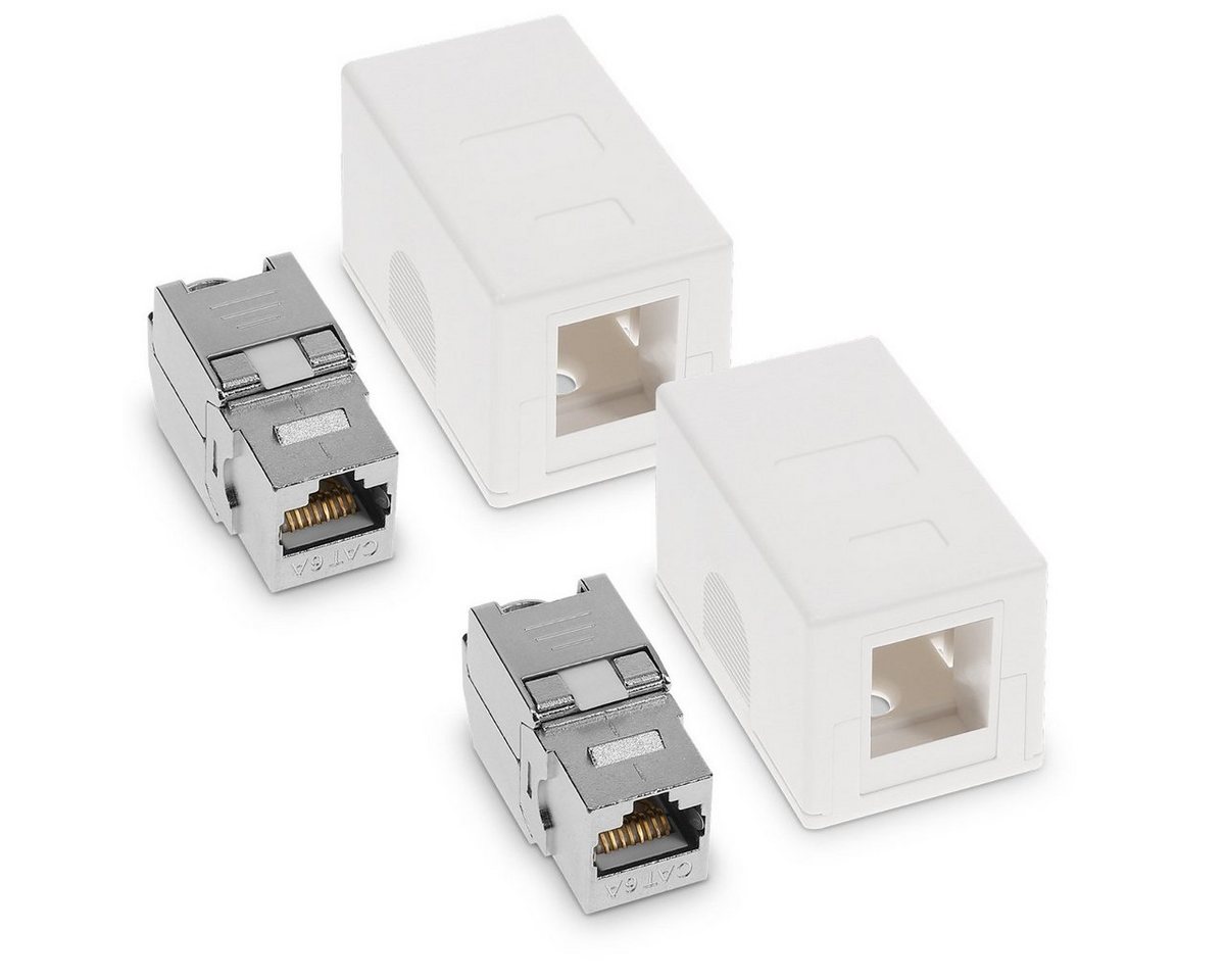 kwmobile CAT 6A Aufputz Netzwerkdose - 1/2/5er Set inkl. Keystone Module Netzwerk-Adapter, 5,00 cm von kwmobile