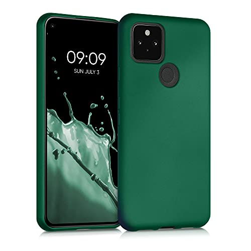 kwmobile Case kompatibel mit Google Pixel 5 Hülle - Schutzhülle aus Silikon metallisch schimmernd - Handyhülle Metallic Dunkelgrün von kwmobile