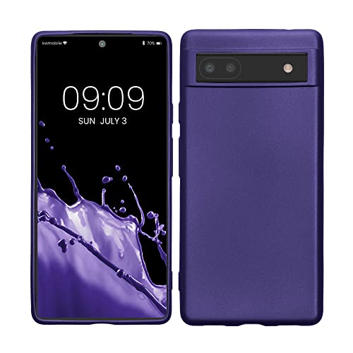 kwmobile Case kompatibel mit Google Pixel 6a Hülle - Schutzhülle aus Silikon metallisch schimmernd - Handyhülle Metallic Blauviolett von kwmobile