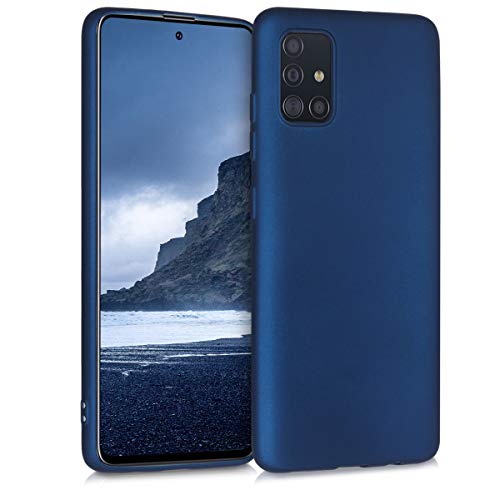 kwmobile Case kompatibel mit Samsung Galaxy A51 Hülle - Schutzhülle aus Silikon metallisch schimmernd - Handyhülle Metallic Blau von kwmobile