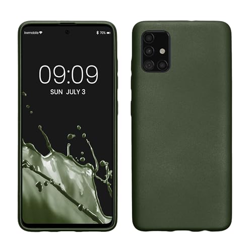 kwmobile Case kompatibel mit Samsung Galaxy A51 Hülle - Schutzhülle aus Silikon metallisch schimmernd - Handyhülle Metallic Tannengrün von kwmobile