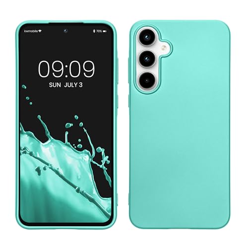 kwmobile Case kompatibel mit Samsung Galaxy A55 5G Hülle - Schutzhülle aus Silikon metallisch schimmernd - Handyhülle Metallic Türkis von kwmobile