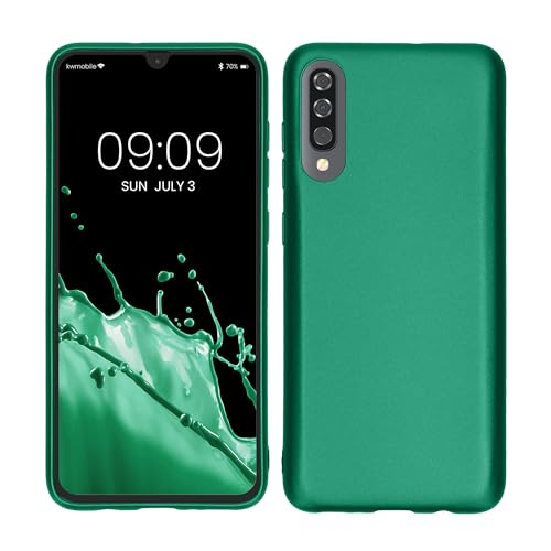 kwmobile Case kompatibel mit Samsung Galaxy A70 Hülle - Schutzhülle aus Silikon metallisch schimmernd - Handyhülle Metallic Dunkelgrün von kwmobile