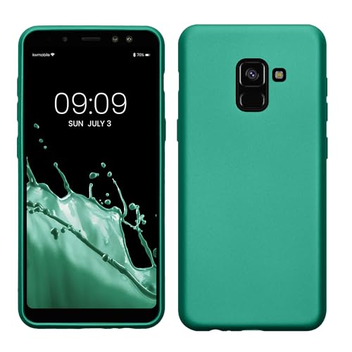 kwmobile Case kompatibel mit Samsung Galaxy A8 (2018) Hülle - Schutzhülle aus Silikon metallisch schimmernd - Handyhülle Metallic Dunkelgrün von kwmobile