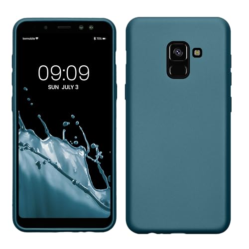 kwmobile Case kompatibel mit Samsung Galaxy A8 (2018) Hülle - Schutzhülle aus Silikon metallisch schimmernd - Handyhülle Metallic Karibikblau von kwmobile