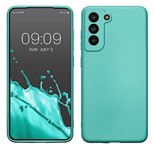kwmobile Case kompatibel mit Samsung Galaxy S21 FE Hülle - Schutzhülle aus Silikon metallisch schimmernd - Handyhülle Metallic Mintgrün von kwmobile
