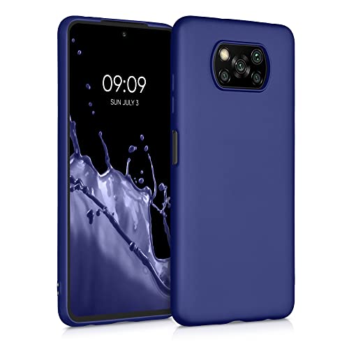 kwmobile Case kompatibel mit Xiaomi Poco X3 NFC/Poco X3 Pro Hülle - Schutzhülle aus Silikon metallisch schimmernd - Handyhülle Metallic Dunkelblau von kwmobile