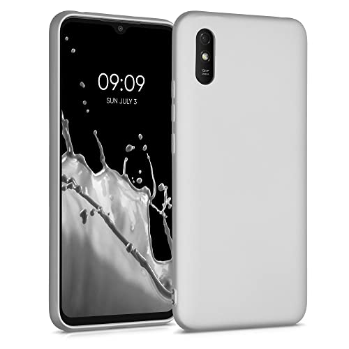 kwmobile Case kompatibel mit Xiaomi Redmi 9A / 9AT Hülle - Schutzhülle aus Silikon metallisch schimmernd - Handyhülle Metallic Silber von kwmobile