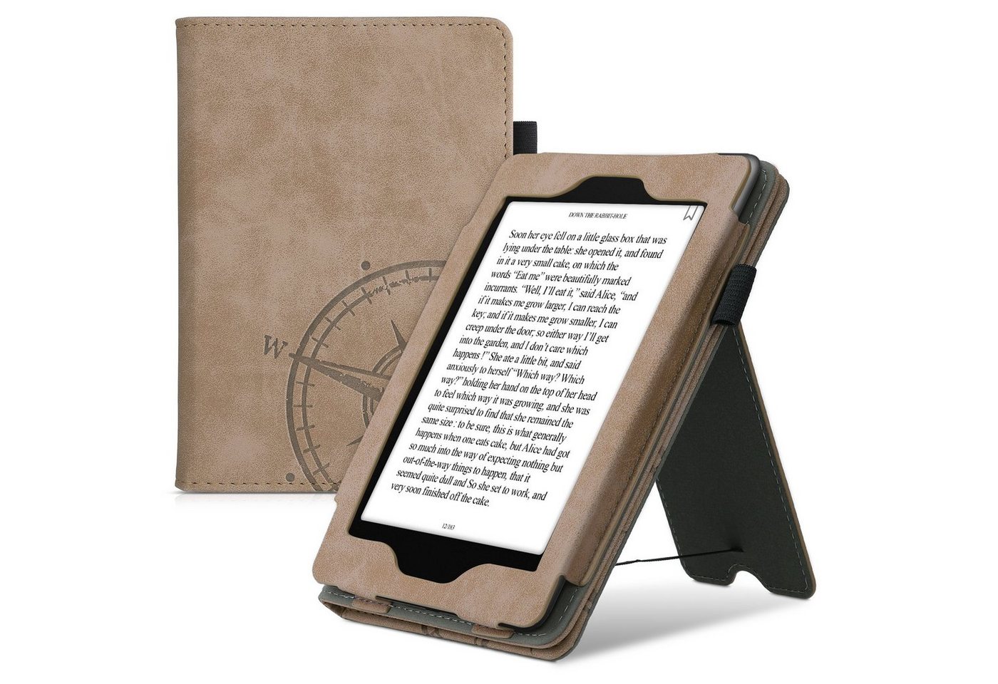 kwmobile E-Reader-Hülle Flip Hülle für Amazon Kindle Paperwhite, Cover Handschlaufe - Kompass Vintage Design (für Modelle bis 2017) von kwmobile