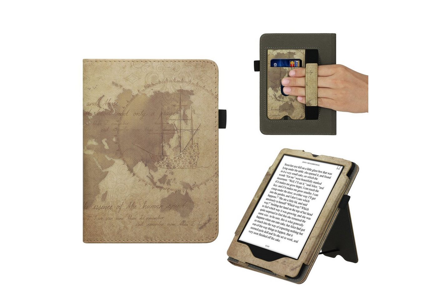 kwmobile E-Reader-Hülle Flip Hülle für Amazon Kindle Paperwhite 11. Generation 2021 Hülle, Handschlaufe in Travel Vintage Design kwmobile E-Reader-Hülle Flip Hülle für Amazon Kindle Paperwhite 11. Generation 2021 Hülle, Handschlaufe in Travel Vintage Design von kwmobile