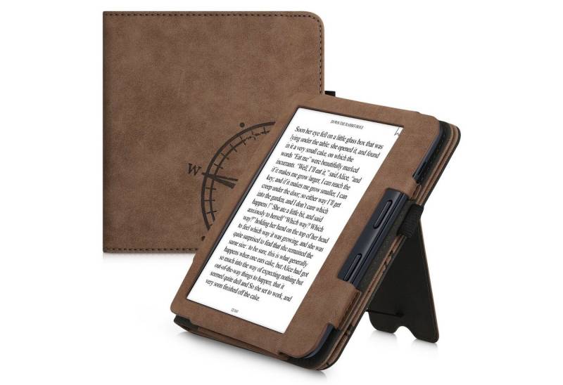 kwmobile E-Reader-Hülle Flip Hülle für Kobo Libra 2, Cover Handschlaufe - Kompass Vintage Design von kwmobile