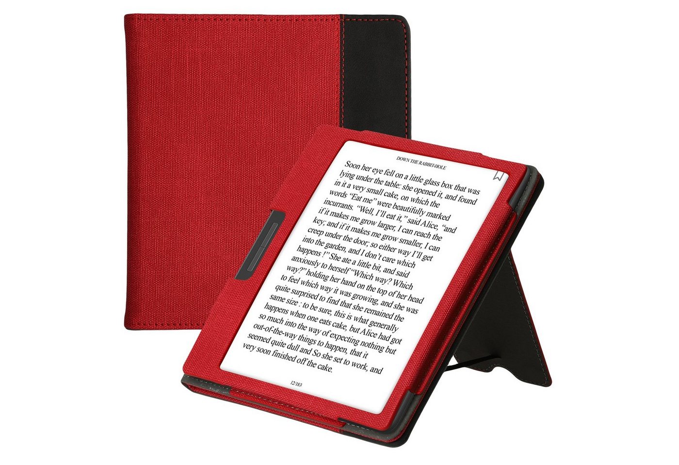 kwmobile E-Reader-Hülle Flip Schutzhülle für Onyx Boox Leaf 2, Handschlaufe - Cover Wildleder-Optik von kwmobile