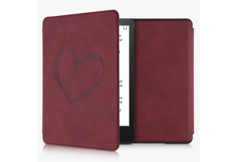 kwmobile E-Reader-Hülle Hülle für Amazon Kindle Paperwhite 11. Generation 2021 Hülle, Kunstleder Cover Herz Brush Design von kwmobile