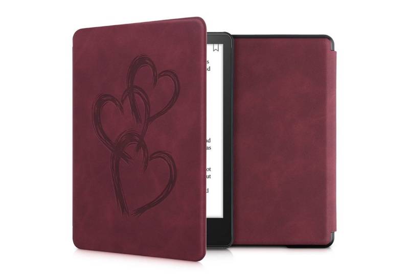 kwmobile E-Reader-Hülle Hülle für Amazon Kindle Paperwhite 11. Generation 2021 Hülle, Kunstleder Cover Pinsel Herzen Design von kwmobile