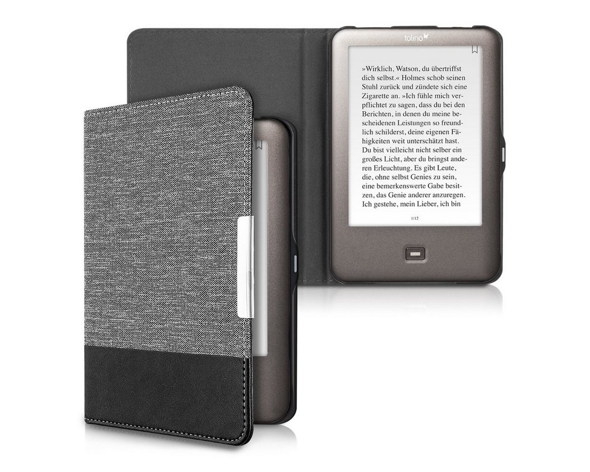 kwmobile E-Reader-Hülle Hülle für Tolino Shine (2013), Canvas eReader Schutzhülle - Flip Cover Case von kwmobile