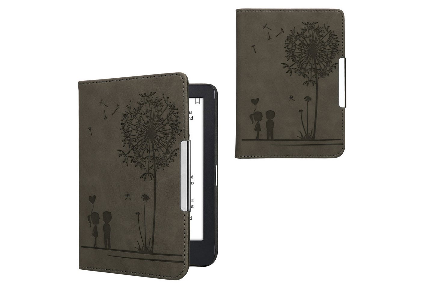 kwmobile E-Reader-Hülle Klapphülle für Kobo Clara 2E / Tolino Shine 4, Hülle eReader mit Handschlaufe - Pusteblume Love Design Grau kwmobile E-Reader-Hülle Klapphülle für Kobo Clara 2E / Tolino Shine 4, Hülle eReader mit Handschlaufe - Pusteblume Love Design Grau von kwmobile