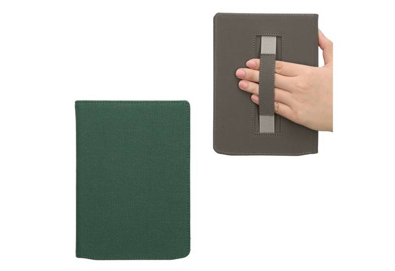 kwmobile E-Reader-Hülle Klapphülle für Pocketbook InkPad 4 / Color 3 / Color 2 / Vivlio InkPad, Canvas eReader Schutzhülle mit Schlaufe Dunkelgrün von kwmobile
