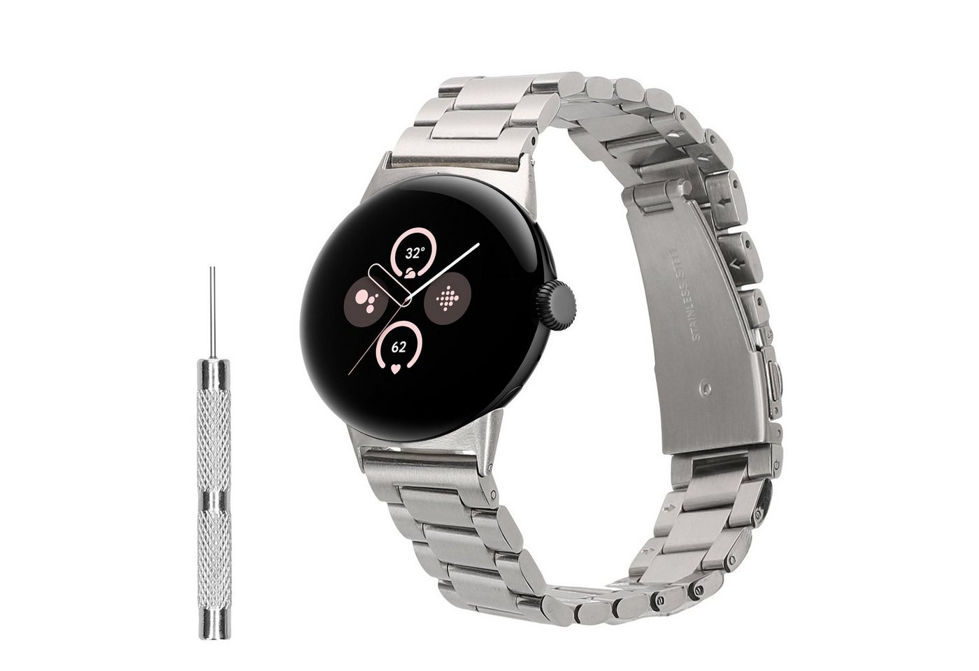 kwmobile Edelstahl Uhrenarmband für Google Pixel Watch 2 / Pixel Watch 1 Smartwatch, 1-tlg., Ersatzarmband für Smartwatch - 14 - 22 cm Innenmaße kwmobile Edelstahl Uhrenarmband für Google Pixel Watch 2 / Pixel Watch 1 Smartwatch, 1-tlg., Ersatzarmband für Smartwatch - 14 - 22 cm Innenmaße von kwmobile