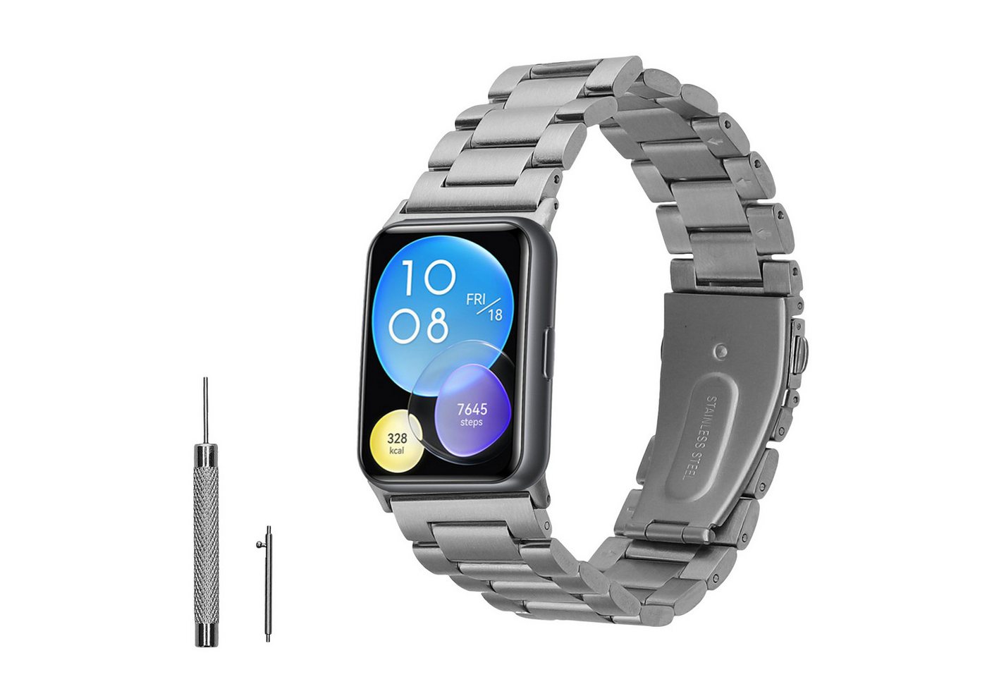 kwmobile Edelstahl Uhrenarmband für Huawei Watch Fit 2 Smartwatch, 1-tlg., Ersatzarmband für Smartwatch - 14 - 22 cm Innenmaße kwmobile Edelstahl Uhrenarmband für Huawei Watch Fit 2 Smartwatch, 1-tlg., Ersatzarmband für Smartwatch - 14 - 22 cm Innenmaße von kwmobile