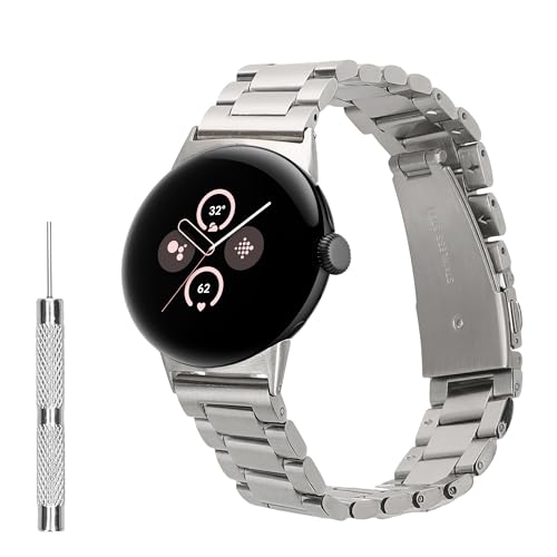 kwmobile Edelstahl Uhrenarmband kompatibel mit Google Pixel Watch 2 / Pixel Watch 1 Ersatz Armband - Ersatzarmband für Smartwatch - 14-22 cm Innenmaße - Silber von kwmobile