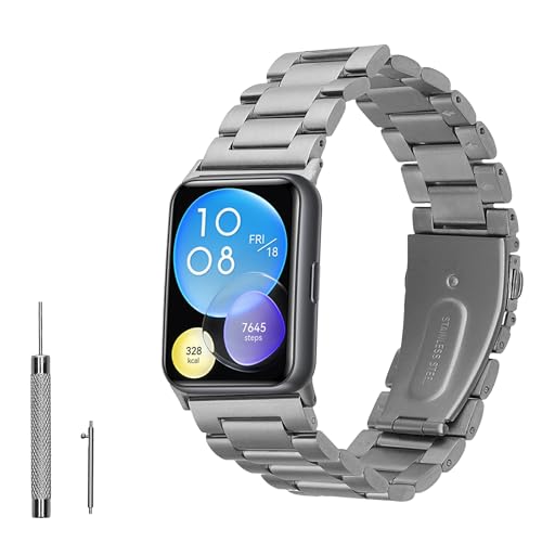 kwmobile Edelstahl Uhrenarmband kompatibel mit Huawei Watch Fit 2 Ersatz Armband - Ersatzarmband für Smartwatch - 14-22 cm Innenmaße - Silber von kwmobile