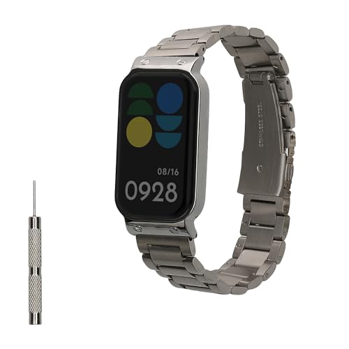 kwmobile Edelstahl Uhrenarmband kompatibel mit Xiaomi Smart Band 8 Active/Redmi Band 2 Ersatz Armband - Ersatzarmband für Smartwatch - 14-22 cm Innenmaße - Silber von kwmobile