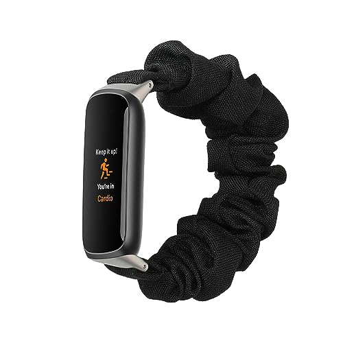 kwmobile Ersatz Armband kompatibel mit Fitbit Luxe - Smartwatch Scrunchie Haargummi Design Schwarz - Innenmaße von kwmobile