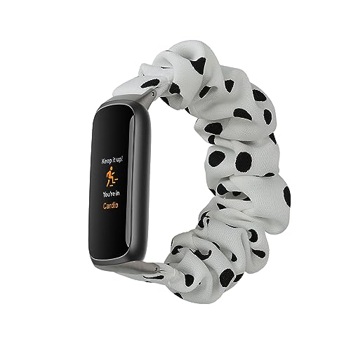 kwmobile Ersatz Armband kompatibel mit Fitbit Luxe - Smartwatch Scrunchie Haargummi Design Weiß Schwarz - Innenmaße von kwmobile