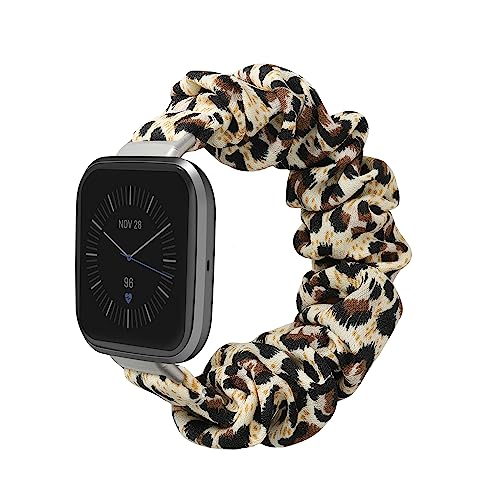 kwmobile Ersatz Armband kompatibel mit Fitbit Versa 4 / Sense 2 / Versa 3 / Sense - Smartwatch Scrunchie Haargummi Design Beige Schwarz Braun - Innenmaße 13-16 cm von kwmobile