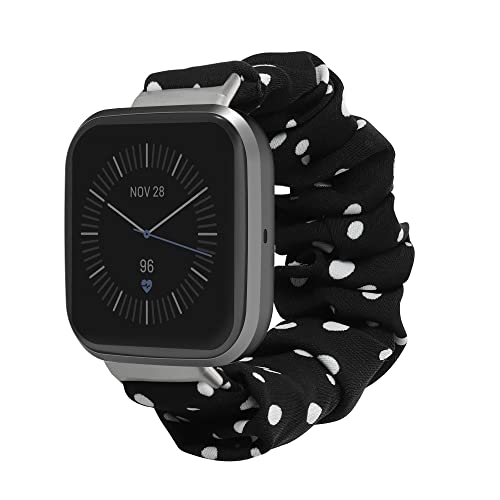 kwmobile Ersatz Armband kompatibel mit Fitbit Versa 4 / Sense 2 / Versa 3 / Sense - Smartwatch Scrunchie Haargummi Design Schwarz Weiß - Innenmaße 13-16 cm von kwmobile