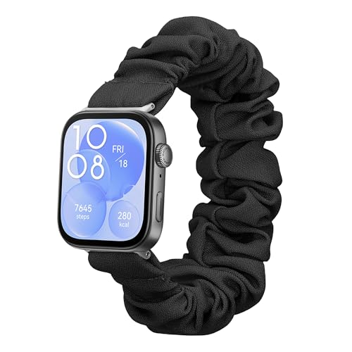 kwmobile Ersatz Armband kompatibel mit Huawei Watch Fit 3 - Smartwatch Scrunchie Haargummi Design Schwarz - Innenmaße 14-19 cm von kwmobile
