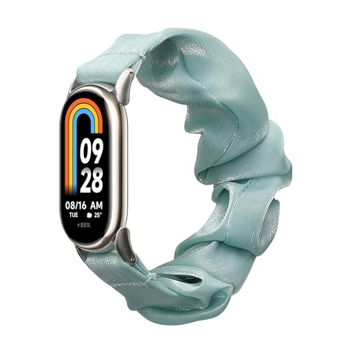 kwmobile Ersatz Armband kompatibel mit Xiaomi Mi Band 8 - Smartwatch Scrunchie Haargummi Design Grün - Innenmaße 14-19 cm von kwmobile