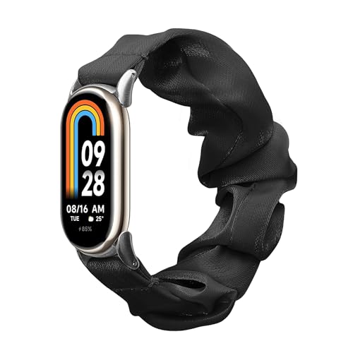 kwmobile Ersatz Armband kompatibel mit Xiaomi Mi Band 8 - Smartwatch Scrunchie Haargummi Design Schwarz - Innenmaße 14-19 cm von kwmobile