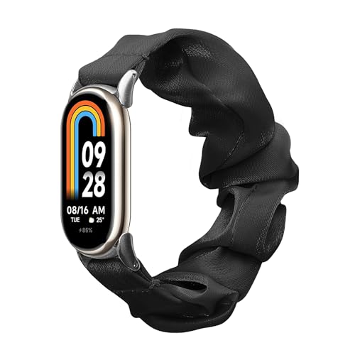kwmobile Ersatz Armband kompatibel mit Xiaomi Mi Band 8 / Mi Band 9 - Smartwatch Scrunchie Haargummi Design Schwarz - Innenmaße 14-19 cm von kwmobile