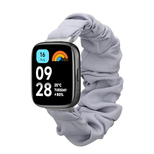 kwmobile Ersatz Armband kompatibel mit Xiaomi Redmi Watch 3 Active/Redmi Watch 3 Lite - Smartwatch Scrunchie Haargummi Design Blaugrau - Innenmaße 14-19 cm von kwmobile