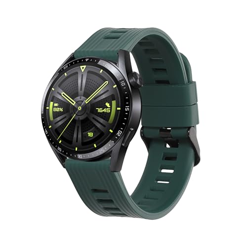 kwmobile Ersatzarmband kompatibel mit Huawei Watch GT 3 (46mm) Armband - Fitnesstracker Band aus Silikon in Dunkelgrün von kwmobile