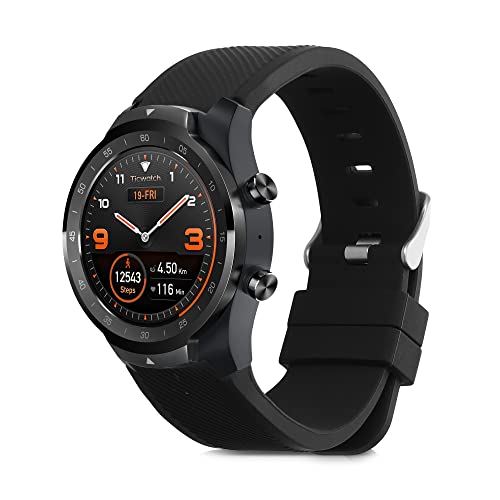 kwmobile Ersatzarmband kompatibel mit Ticwatch Pro Smartwatch Armband - Fitnesstracker Band aus Silikon in Schwarz von kwmobile