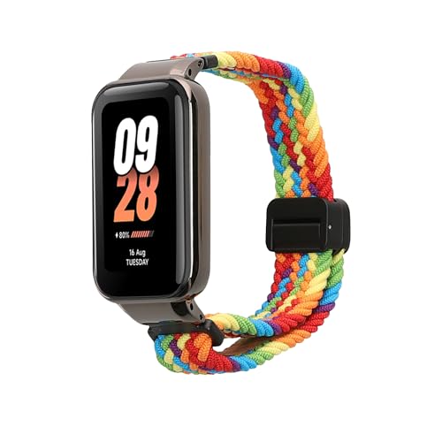 kwmobile Ersatzarmband kompatibel mit Xiaomi Smart Band 8 Active/Redmi Band 2 Armband - Nylonarmband mit Magnetverschluss - Mehrfarbig von kwmobile