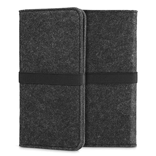 kwmobile Filz Tasche für Smartphones - mit Gummiband - Handy Filztasche Schutztasche in Dunkelgrau Schwarz - 17,2 x 8 cm Innenmaße von kwmobile